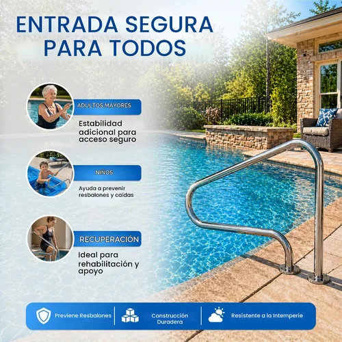Vista 6 de FibroPool Pasamanos de piscina - Barandilla de agarre inoxidable - Grande