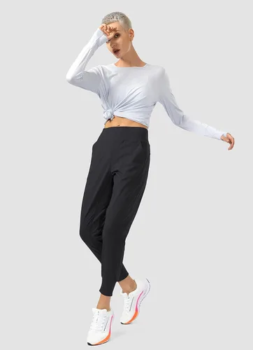 Vista 5 de Soothfeel - Pantalones deportivos de cintura alta para mujer, con bolsillos con cremallera, ideales para entrenamiento, yoga, deportes