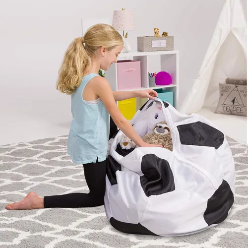 Vista 11 de Posh Creations Funda de puf para niños con almacenamiento para animales de peluche - Organizador de juguetes para niños, Mediano 68.58 cm - Lona