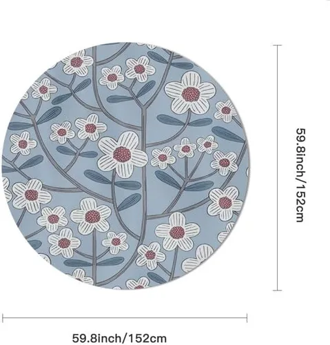 Vista 2 de Blue Floral Round Tablecloth Table Cloth Decor Washable Table Cover with Wrinkle Resistant for Home Kitchen Dining Room Picnic Camping Party Holiday