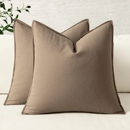 Vista 26 de MIULEE - Paquete de 2 fundas de cojín decorativas de lino, estilo bohemio y moderno, suaves, acento euro, para cama, neutral, fundas de cojín