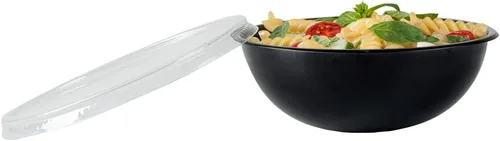 Vista 11 de Restaurantware Ensaladeras de plástico de 21 onzas, 200 cuencos de plástico desechables reciclables, grandes tazones de plástico negro para llevar