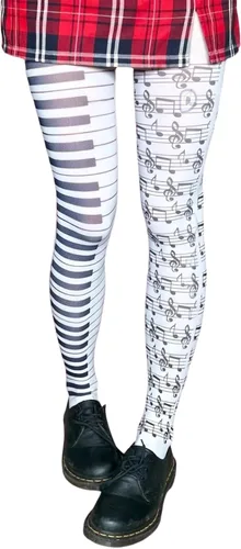 Vista 12 de RICHTRUE Whimsy Twee Funky - Mallas estampadas para mujeres, adolescentes y niñas, Emo Goth Cool 2000s Fun Printed Tights Y2k Grunge Alt Clothes