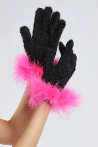 Vista 39 de Sahabowi Guantes de cuero para clima frío Manopla de lana cálida de invierno para mujeres