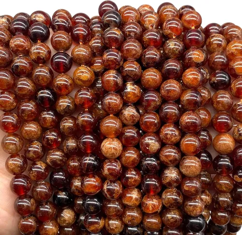 Vista 2 de ABCGEMS - Cuentas de granate hesonita ámbar y naranja madagasquino (color naranja pardusco raro) piedra de cristal de energía curativa de chakra