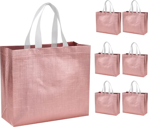 Vista 6 de 6 piezas de bolsas de regalo grandes reutilizables con asas para fiesta y boda