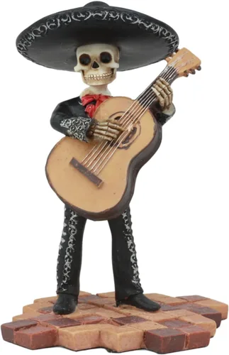 Vista 9 de Ebros Tradicional Charro Traje Negro Mariachi Banda Musical Jugador Esqueleto Figura Esqueleto Día de los Muertos Folk Músico Dias De Los Muertos