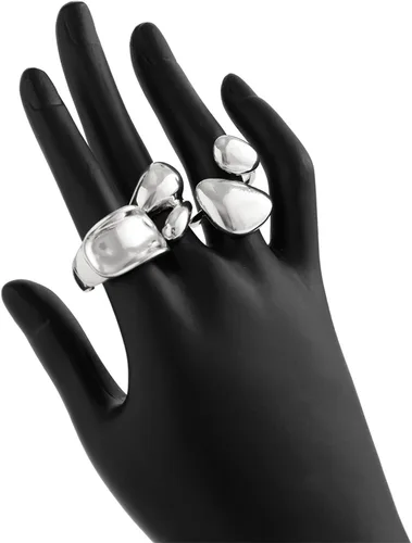 Vista 3 de PINK TOWN Juego de anillos gruesos dorados, anillos apilables geométricos vintage, anillo exagerado para nudillos, estilo bohemio, cúpula gruesa