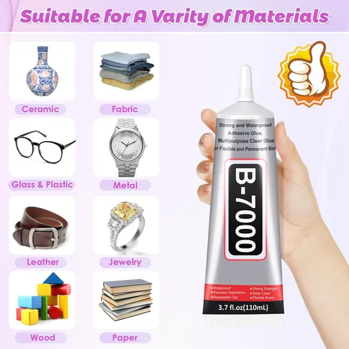 Vista 4 de Pegamento B7000 de 3.7 fl oz con punta de precisión, pegamento deslumbrante y herramienta Gem Tac Glue for Rhinestones, Strong Adhesive Jewelry