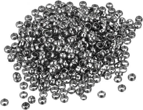 Vista 11 de uxcell 1000 cuentas redondas de engarzado, cuentas espaciadoras de extremo de crimpado de 0.079 pulgadas, pequeños tapones para hacer pulseras