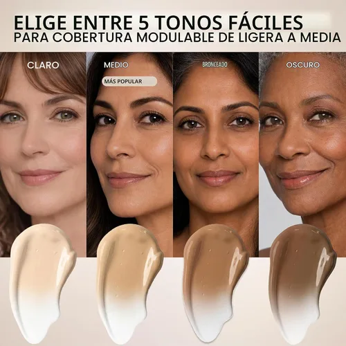 Vista 3 de LUMINESS Kit de 3 piezas Liquid Mirage - Base con cambio de color con SPF 50, pincel de maquillaje y primer hidratante y ligero para el rostro, base