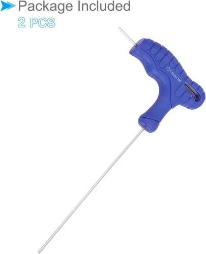 Vista 5 de Llave hexagonal con mango en T, hexagonal de 0.059 in, llave en T métrica de acero CR-V azul