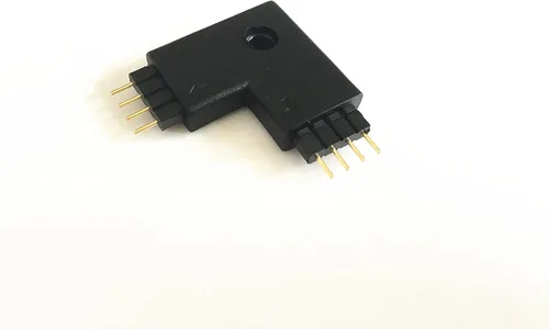 Vista 5 de 10 unids 0.394 in 4 pines en forma de L 90 grados ángulo recto conector hembra para LED RGB 5050 Flex tira de luz (forma L)
