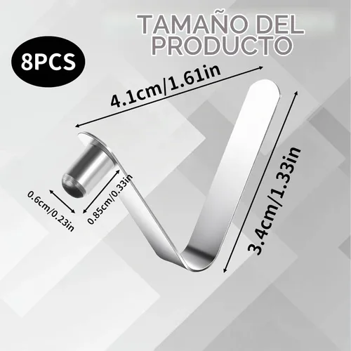 Vista 2 de 8 clips de resorte de paleta, clips de resorte para poste de tienda, clip de botón a presión de acero inoxidable, clip para poste de tienda