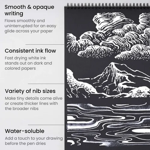 Vista 4 de ARTEZA Bolígrafos de gel blancos, paquete de 3, bolígrafos blancos para artistas, ideales para dibujar y escribir