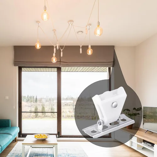 Vista 6 de 10 poleas romanas de plástico blanco, mecanismo de bloqueo de cordón de plástico blanco, accesorios de persiana romana, piezas para persianas