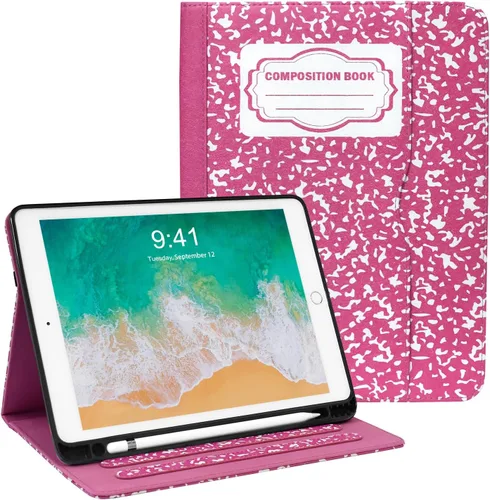 Vista 10 de Zonefoker Fundas para iPad de 6ª generación 2018/2017, iPad Air 2 2014, iPad Air 2013, iPad Pro 9.7 pulgadas 2016 con soporte para lápices, funda