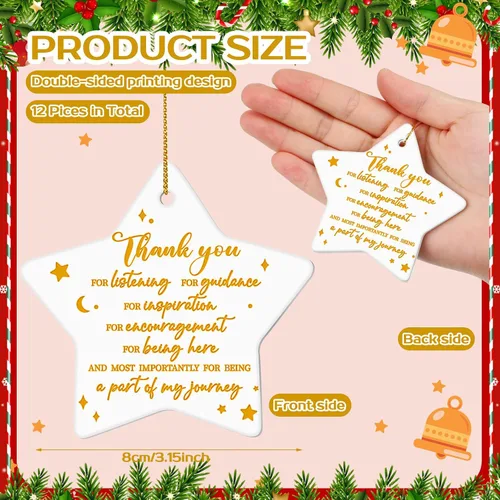 Vista 3 de Suzile 12 Piezas Adornos de Navidad Regalos de Agradecimiento Adornos Colgantes para Regalos de Equipo para Empleados, Voluntarios, Apreciación