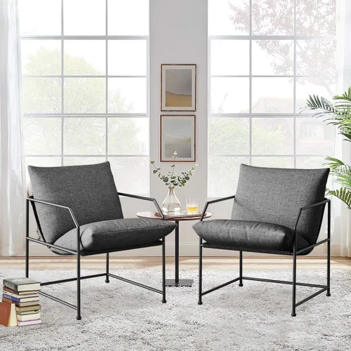 Vista 9 de Silla de acento para sala de estar, sillas cómodas de lectura para dormitorio, silla de salón tapizada, silla de brazo moderna de mediados de siglo