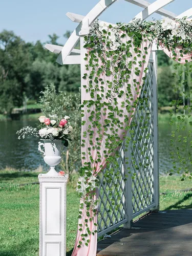 Vista 7 de Kalolary Guirnalda de hiedra artificial de 258 pies, 36 hebras, hojas, vides, plantas, plantas falsas para colgar para boda, lienzo de fondo, arco