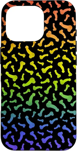 Vista 20 de Funda negra con diseño de pene o polla arcoíris para iPhone 17