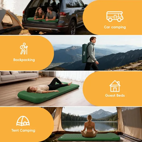 Vista 7 de HiiPeak Colchoneta de dormir con memoria, compacta, ultra gruesa, de espuma con almohada para acampar, fácil de inflar y desinflar, 9.5 R-Value