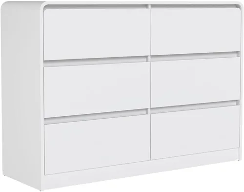 Vista 22 de Cómoda negra para dormitorio, cómoda moderna de 6 cajones con cajón profundo, cómoda ancha, muebles organizadores de almacenamiento para dormitorio