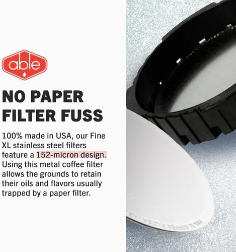 Vista 3 de Able - DISK - Filtros de café reutilizables XL, compatibles con filtros de café AeroPress XL, ideal para el hogar y cafeterías, 152 micras