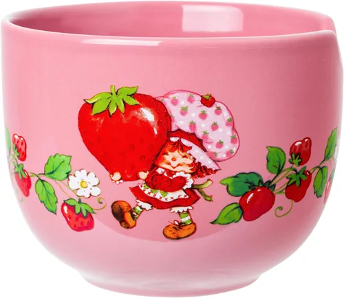 Vista 4 de Silver Buffalo Strawberry Shortcake - Tazón de cerámica vintage para ramen con palillos, apto para microondas, 20 onzas