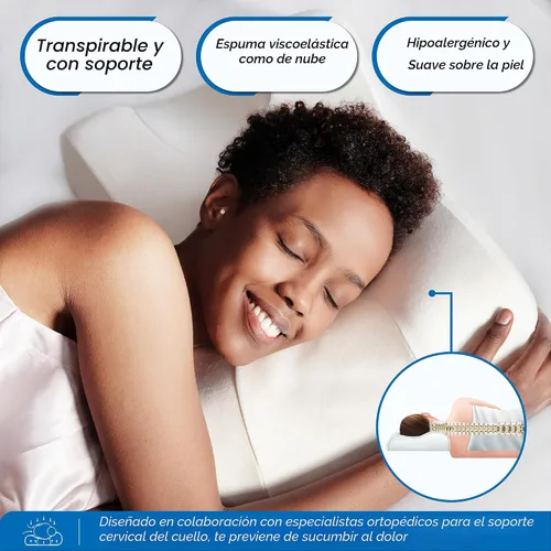 Vista 7 de Almohada de belleza facial impecable, almohada cervical para el cuello de espuma viscoelástica antienvejecimiento y antiarrugas, almohada cervical