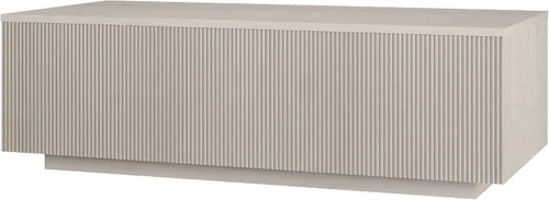 Vista 4 de Henn&Hart Mesa de centro rectangular acanalada de perfil bajo de 48 pulgadas para sala de estar, habitación familiar u oficina, color blanco aliso