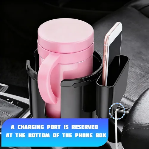 Vista 6 de Expansor de portavasos para automóvil, adaptador multifuncional 2 en 1 para vasos de bebidas con base ajustable, soporte para botella de agua