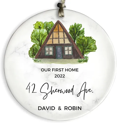 Vista 12 de Adorno Personalizado para la Primera Navidad en Nuestro Nuevo Hogar 2025, Adorno de Dirección de Casa Personalizado, Regalo para la Familia, Regalo