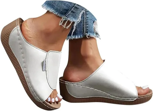 Vista 12 de Sandalias ortopédicas para mujer, con plataforma elegante, cómodas, ortopédicas, informales, para verano, con soporte de arco