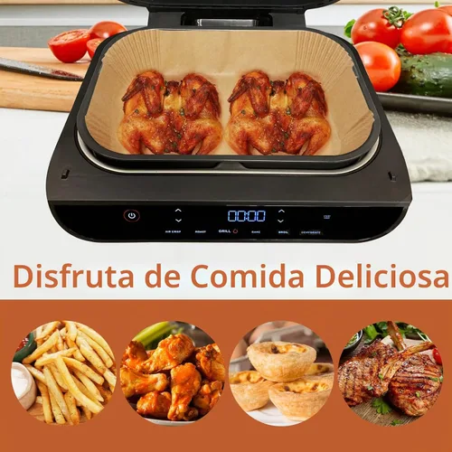 Vista 3 de Forros desechables para freidora de aire, papel pergamino, 125 unidades 125 piezas para Ninja XL