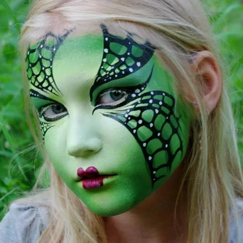 Vista 7 de Mysense Pintura corporal verde de Amazonas, maquillaje de disfraz de Gamora de la bruja Elphaba de Halloween, accesorios de atuendo del día de San