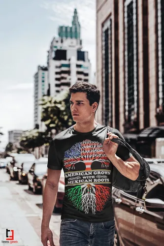 Vista 3 de American Grown Mexican Roots - Camiseta divertida