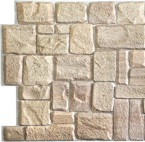 Vista 18 de Dundee Deco Paneles de pared 3D de piedra sintética de PVC marrón, 3.2 pies x 2.1 pies (98cm x 63cm), paquete de 10, decoración de paneles de pared