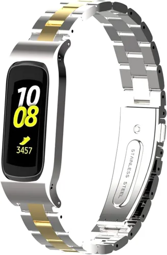 Vista 20 de Correa de reloj de metal compatible con Samsung Galaxy Fit2 SM-R220 de acero inoxidable con marco protector de caja de repuesto para Fit 2 SM-R220
