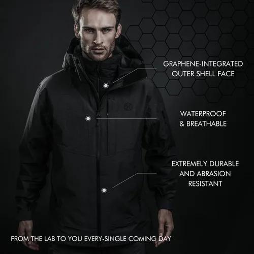 Vista 4 de GRAPHENE-X Alpha - Chaqueta de 3 capas Tela integrada de grafeno Impermeable, transpirable, ligera y resistente a la abrasión