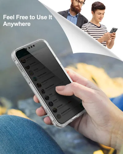 Vista 7 de SURITCH Funda transparente para iPhone 13 Pro Max, [protector de pantalla antiespía integrado] Funda rígida a prueba de golpes de 360°