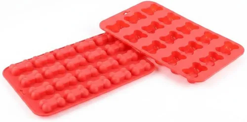 Vista 2 de Paquete de 2 moldes de silicona para huesos de perro, mini molde reutilizable para golosinas caseras para perros, chocolate, dulces, gomitas