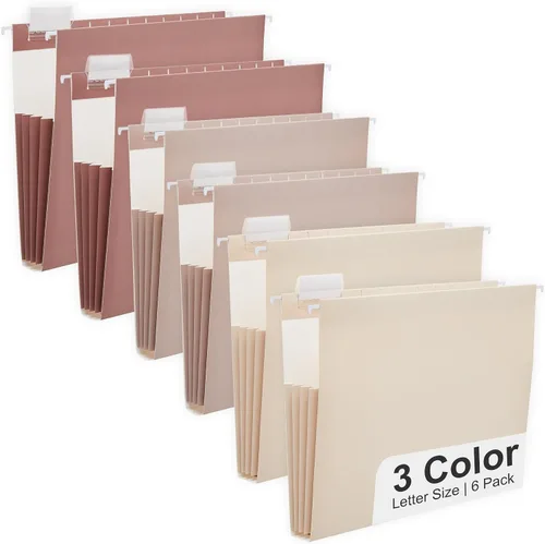 Vista 23 de Y YOMA Tamaño carta, paquete de 6 carpetas colgantes de acordeón con capacidad adicional, carpeta decorativa reforzada, carpeta expandible