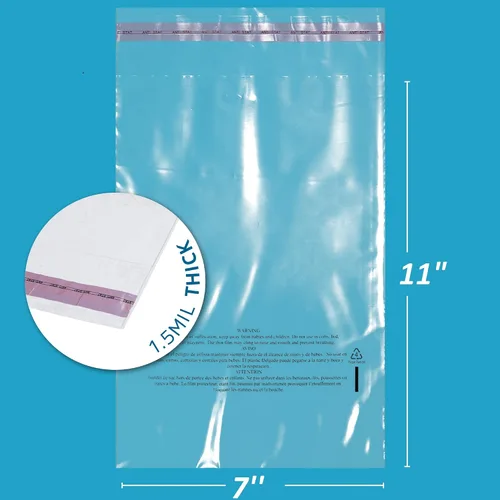 Vista 2 de GPI - Paquete de 100 bolsas de polietileno transparentes de 7 x 11 pulgadas, 1.5 mil. - Bolsas de polietileno resellables con tira adhesiva
