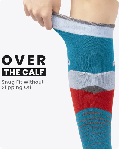 Vista 4 de OutdoorMaster Calcetines de esquí, paquete de 2 pares de calcetines térmicos de esquí y snowboard para hombre con diseño de puño antideslizante