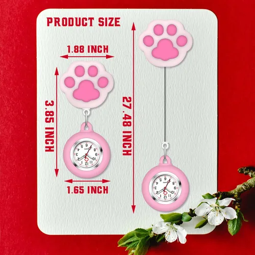 Vista 2 de AGEN KGEN 4 Pack Retractable Nurse Watch for Nurses Doctors, Clip-on Hanging Lapel Nurse Watch Silicone Cover Brooch Fob Pocket Watch Badge Reel