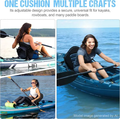 Vista 6 de Asiento de kayak acolchado de lujo para barco de pesca, asiento de canoa sentado en la parte superior, cómodo soporte de respaldo universal