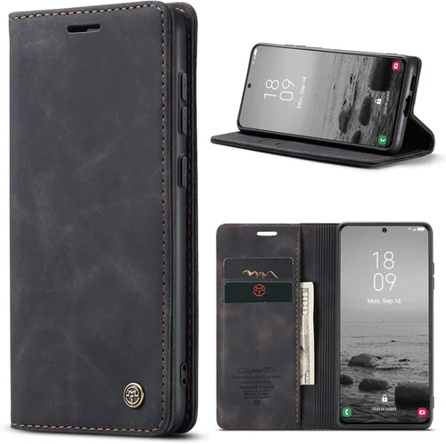 Vista 2 de Funda tipo cartera compatible con Samsung Galaxy S23, de piel sintética, con función atril y tarjetero para Galaxy S23 5G de 6.1 pulgadas (negro)