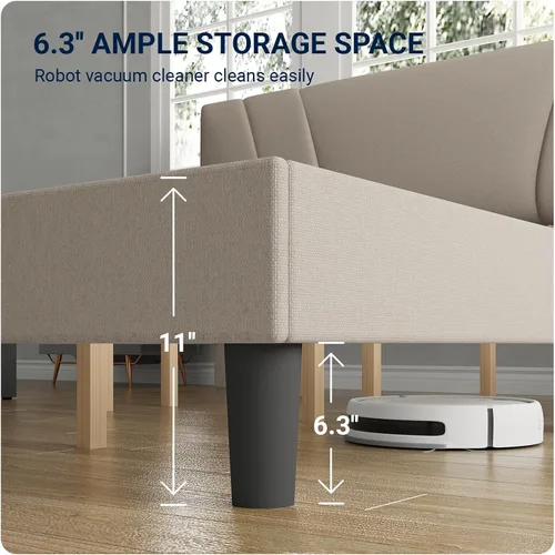 Vista 5 de Avenco - Base de cama tamaño matrimonial con plataforma tapizada y cabecera ajustable, soporte de listones de madera, fácil montaje, no necesita