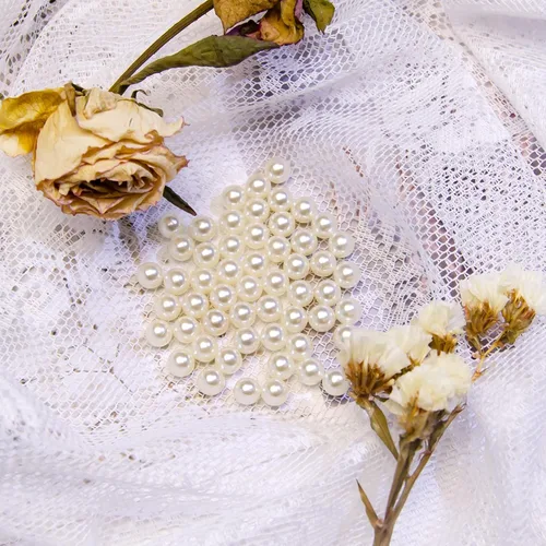 Vista 5 de 900 perlas sueltas marfil de 0.315 a 0.315 pulgadas, perlas redondas sin agujero para manualidades, bodas, fiestas de cumpleaños, decoración